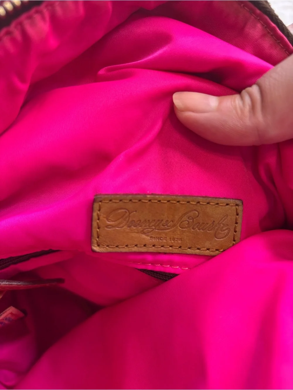 Dooney & Bourke Hot Pink Nylon Bag with Brown Leather Trim